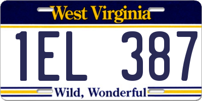 WV license plate 1EL387