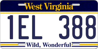 WV license plate 1EL388
