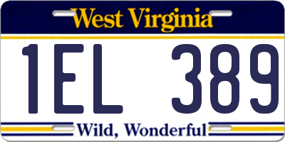 WV license plate 1EL389