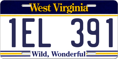 WV license plate 1EL391