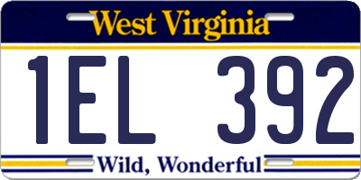 WV license plate 1EL392