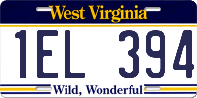 WV license plate 1EL394
