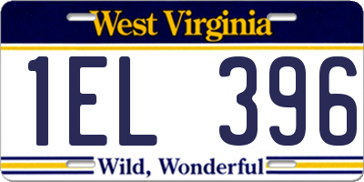 WV license plate 1EL396