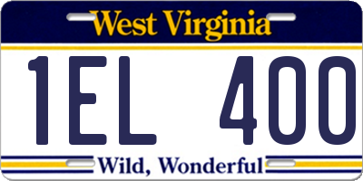 WV license plate 1EL400