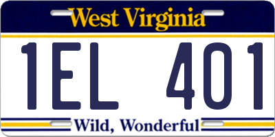 WV license plate 1EL401
