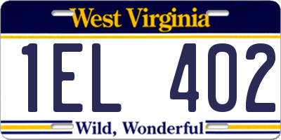 WV license plate 1EL402