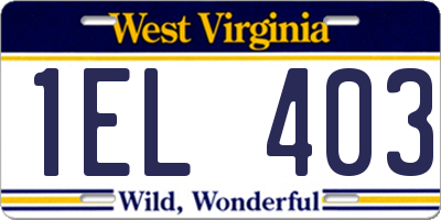 WV license plate 1EL403