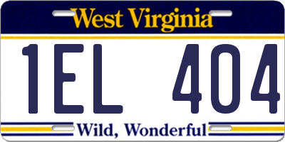 WV license plate 1EL404