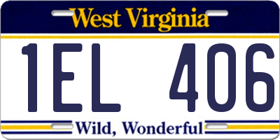 WV license plate 1EL406