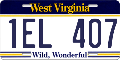 WV license plate 1EL407