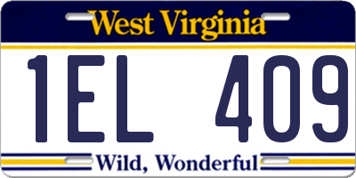 WV license plate 1EL409