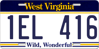 WV license plate 1EL416