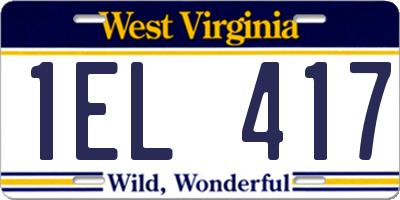 WV license plate 1EL417