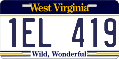 WV license plate 1EL419