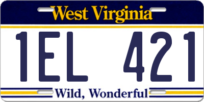 WV license plate 1EL421