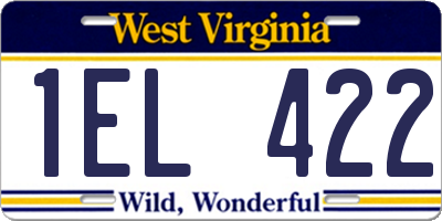 WV license plate 1EL422