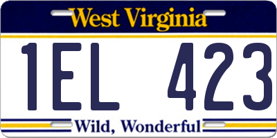 WV license plate 1EL423