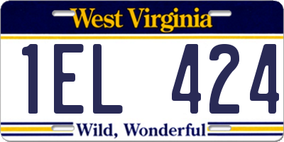WV license plate 1EL424