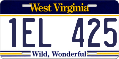 WV license plate 1EL425