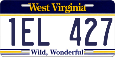 WV license plate 1EL427
