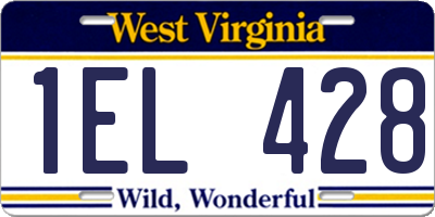 WV license plate 1EL428