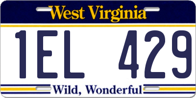 WV license plate 1EL429
