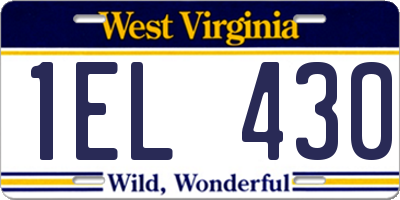 WV license plate 1EL430