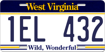 WV license plate 1EL432