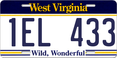 WV license plate 1EL433