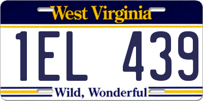 WV license plate 1EL439