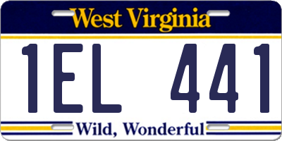 WV license plate 1EL441