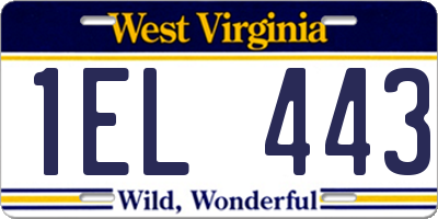 WV license plate 1EL443