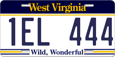 WV license plate 1EL444