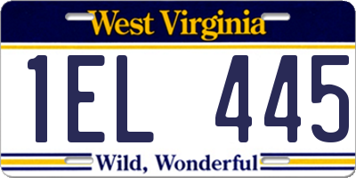 WV license plate 1EL445