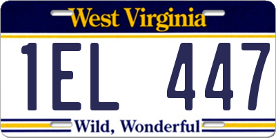 WV license plate 1EL447
