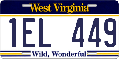 WV license plate 1EL449