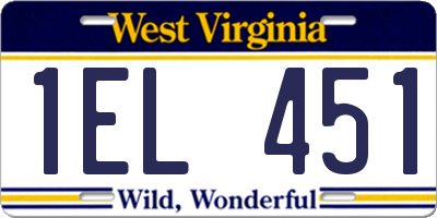 WV license plate 1EL451
