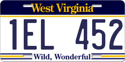 WV license plate 1EL452
