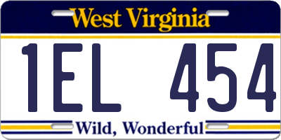 WV license plate 1EL454