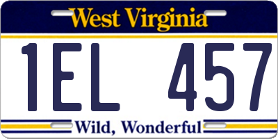 WV license plate 1EL457