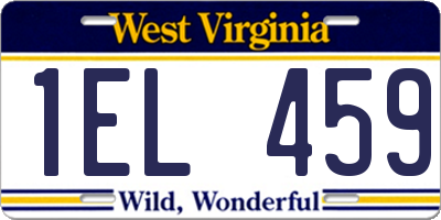 WV license plate 1EL459
