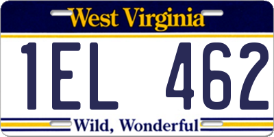 WV license plate 1EL462