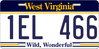 WV license plate 1EL466