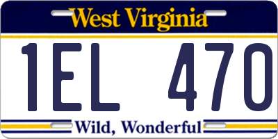 WV license plate 1EL470
