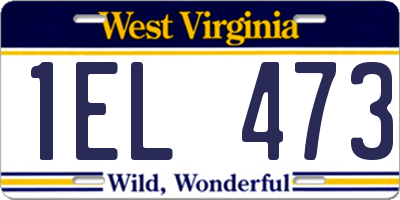WV license plate 1EL473