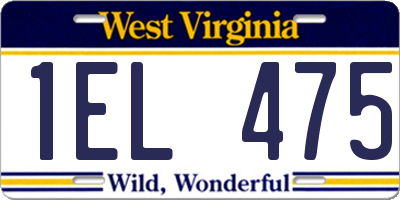 WV license plate 1EL475