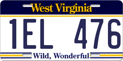 WV license plate 1EL476