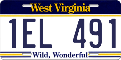 WV license plate 1EL491
