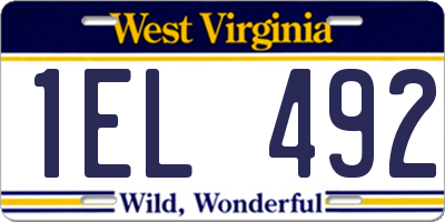 WV license plate 1EL492