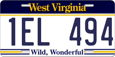 WV license plate 1EL494